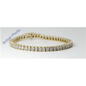 14k White Gold Round & Diamond Bezel Modern classic half bezel set cup tennis bracelet(6.85ct, H, SI1)