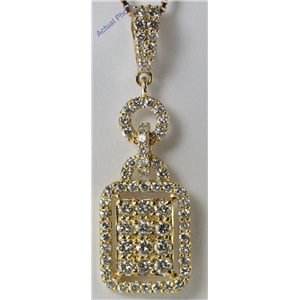 14k Yellow Gold Round Cut Classic multi-stone oblong shape diamond pendant (1.72 Ct, I Color, SI1 Clarity)