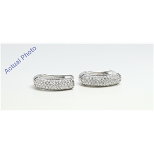 14k White Gold Round Half-hoop "huggie style" multi row diamond set earrings (0.7 Ct, F Color, VS1 Clarity)