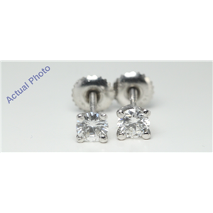 14k White Gold Round Cut Solitaire claw set threaded screw post diamond earring (0.8 Ct, H Color, VS1 Clarity)