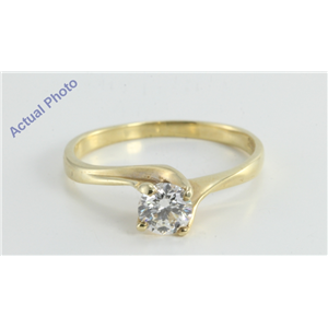 14k Yellow Gold Round Twist Modern Classic Cool Contemporary Diamond Engagement Ring (0.46 Ct, H, VS2 )