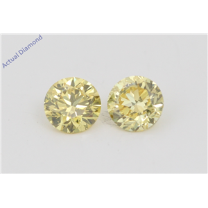 A Pair of Round Cut Loose Diamonds (0.51 Ct, Natural Fancy Vivid Yellow Color, VVS2 Clarity) IGL Certified