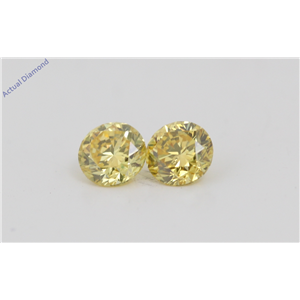 A Pair of Round Cut Loose Diamonds (0.42 Ct, Natural Fancy Vivid Yellow Color, VVS2-VS1 Clarity) IGL Certified