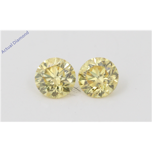A Pair of Round Cut Loose Diamonds (0.62 Ct, Natural Fancy Vivid Yellow Color, VVS2 Clarity) IGL Certified