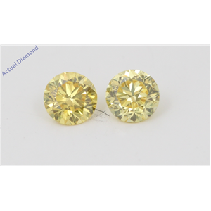 A Pair of Round Cut Loose Diamonds (0.66 Ct, Natural Fancy Vivid Yellow Color, VVS2 Clarity) IGL Certified