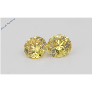 A Pair of Round Cut Loose Diamonds (0.63 Ct, Natural Fancy Vivid Yellow Color, VVS2 Clarity) IGL Certified