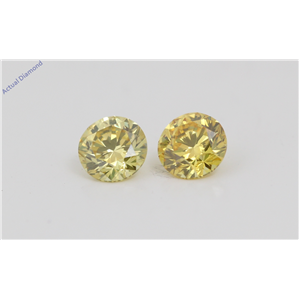 A Pair of Round Cut Loose Diamonds (0.64 Ct, Natural Fancy Vivid Yellow Color, VVS2 Clarity) IGL Certified