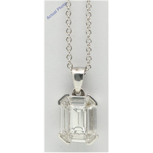18k White Gold Emerald Invisible Setting Medici shape exclusive illusion set diamond pendant(1.01 Ct, H, VVS)