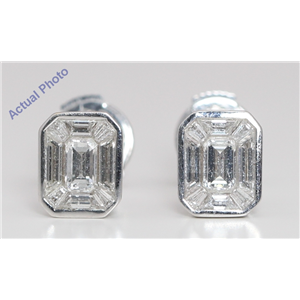 18k White Gold Emerald Invisible Setting Medici shape exclusive illusion set diamond earrings(1.12ct, H, VVS)