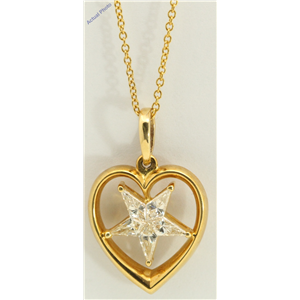 18k Yellow Gold Kite Elegant five-pointed diamond stars set in heart-shape pendant(0.74ct, J, VVS)