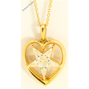 18k Yellow Gold Kite Elegant five-pointed diamond stars set in heart-shape pendant(0.9ct, J, VVS)