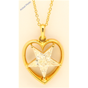 18k Yellow Gold Kite Elegant five-pointed diamond stars set in heart-shape pendant(0.92ct, J, VVS)