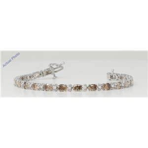 14k White Gold Oval Cut Classic Lady Di oval link diamond tennis bracelet (8.52 Ct, Brown Color, I1 Clarity)