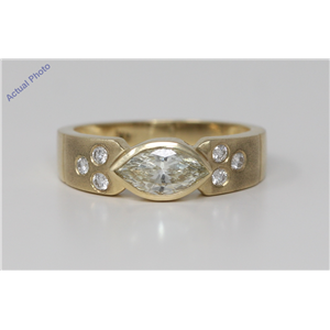 18k Yellow Gold Marquise & Round Bezel Setting Modern classic diamond Ring with set shoulders(0.82 ct, M, VS)