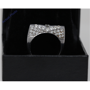18k White Gold Round Modern classic square diamond dress center stone wedding ring (1.04 Ct, H , VS )
