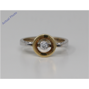 18k Two Tone Gold Round Bezel Setting Modern stylish two tone encircled diamond ring(0.08 ct, H, VS)