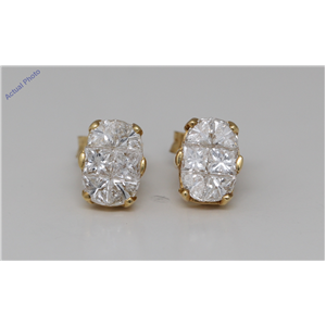 18k Yellow Gold Princess Invisible Setting Aristocratic set elegant classic diamond earrings (1.41 Ct, I, VS)