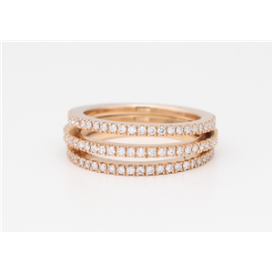 18K Rose Gold Round Diamond 3 Ring Half-Attached Prong Set Half-Eternity Wedding Band(0.75 Ct, G, Vs)