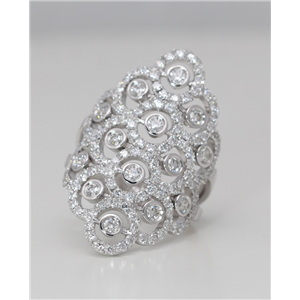 18K White Gold Round Diamond Multi-Stone Large & Small Prong Set Lattice Anniversary Ring (2.6 Ct, G , Vs )
