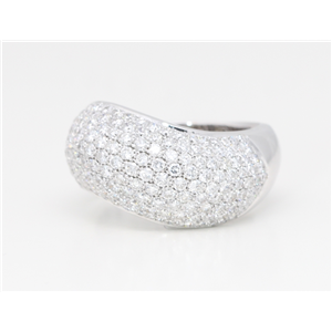 18k White Round Diamond Pave Solid Asymmetrical Wave-Effect Multi-Stone Anniversary Ring(2.5 ct, G, VS1)