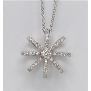 18k White Round Diamond Multi-Stone Prong Three Dimensional Starburst Necklace Pendant(0.57 ct, G, VS1)