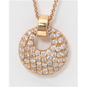 18k Rose Gold Round Diamond Setting Multi-Stone Clustered Pave Circle-Shaped Necklace Pendant(0.3 Ct, G, VS1)
