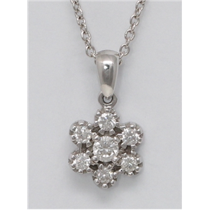18K White Gold Round Diamond Clustered Prong Set Multi-Stone Stone -Shape Necklace Pendant(0.31 Ct, G, Vs)