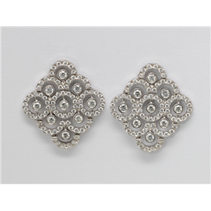 18K White Gold Round Diamond Bezel Multi-Stone Large & Small Bezel Lattice Drop Earrings(3.3 Ct, G, Vs)