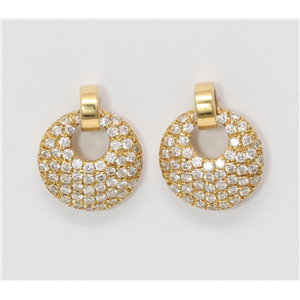 18K White Round Diamond Pave Clustered Prong Circle-Shape La Pousette Back Drop Earrings(0.6 Ct, G, Vs)