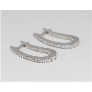 18K White Round Diamond Multi-Stone Hoop Prong Set Earrings With Latch Back Closure(0.6 Ct, G, Vs)