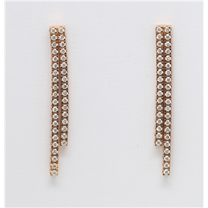 18k Rose Gold Round Diamond Multi-Stone Stone Prong Setting Double Journey Dangle Earrings (1 Ct, G , VS1 )