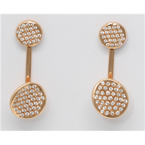 18k Rose Gold Round Diamond Pave Double Circle Drop Earrings With La Pousette Closure(1.15 ct, G, VS1)
