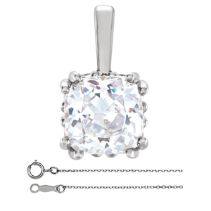 Cushion Diamond Solitaire Pendant Necklace 14K White Gold (1 Ct,E Color,SI1(Clarity Enhanced) Clarity) IGL