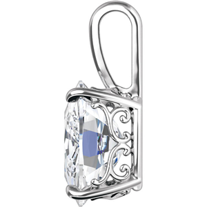 Cushion Diamond Solitaire Pendant Necklace 14K White Gold (1 Ct,E Color,VS1(Clarity Enhanced) Clarity) IGL