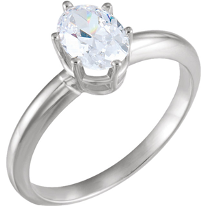 Oval Diamond Solitaire Engagement Ring,14K White Gold (0.91 Ct,I Color,VS1 Clarity) AIG Certified