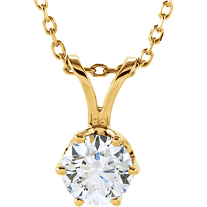 Round Diamond Solitaire Pendant Necklace 14k Yellow Gold (0.69 Ct,G Color,SI1 Clarity) AIG Certified