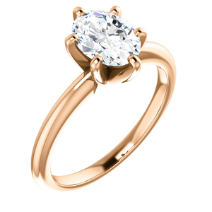 Oval Diamond Solitaire Engagement Ring,14K Rose Gold (1.04 Ct,G Color,VVS2 Clarity) GIA Certified