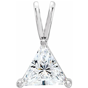 Triangle Diamond Solitaire Pendant Necklace 14K White Gold (1.01 Ct,F Color,Si1 Clarity) Gia Certified