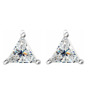 Triangle Diamond Stud Earrings 14K White Gold (2.05 Ct,D-E Color,Si1-Si2 Clarity Gia Certified)