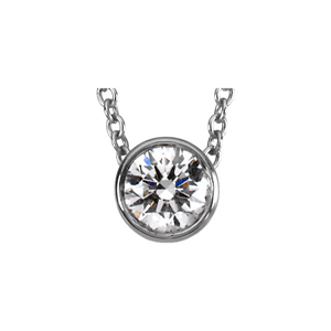 Round Diamond Solitaire Pendant Necklace 14k White Gold (0.55 Ct,H Color,VVS2 Clarity) GIA Certified