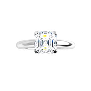 Asscher Diamond Solitaire Engagement Ring,14K White Gold (0.91 Ct,E Color,Vs1 Clarity) Gia Certified