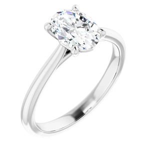 Oval Diamond Solitaire Engagement Ring,14K White Gold (0.74 Ct,G Color,Vs1 Clarity) Gia Certified