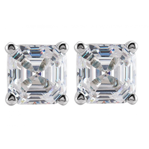 Asscher Diamond Stud Earrings 14K White Gold (2.62 Ct,D Color,Vs1-Vs2 Clarity Gia Certified)