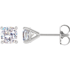 Cushion Diamond Stud Earrings 14K White Gold (3.41 Ct,F Color,Vs1 Clarity Gia Certified)