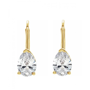 Pear Diamond Lever Back Earrings 14K Yellow Gold (1.62 Ct,F Color,Vs1 Clarity Gia Certified)