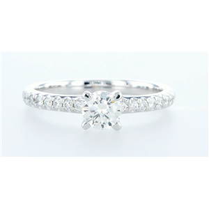14K White Gold Round Diamond Solitaire Prong Set Multi-Stone Shank Engagement Ring (0.68 Ct G Vs2 Clarity)
