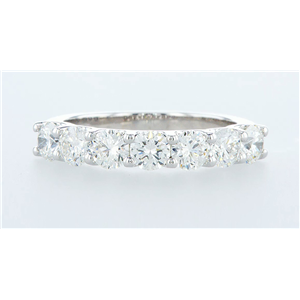 14K White Gold Round Diamond Multi-Stone Prong Set Half-Eternity Wedding Band (1.46 Ct F Vvs1-Vs1 Clarity)