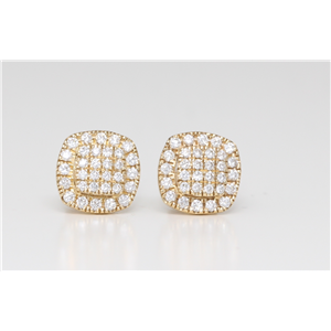 14K White Round Diamond Rectangular Framed Multi-Stone Prong Push Back Earrings (0.5 Ct D-F Vs-Si Clarity)