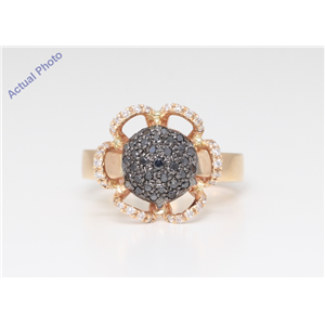 14K Rose Gold Round Diamond Black Flower Prong Set Anniversary Ring (0.38 Ct,Black Color,Vs-Si Clarity)