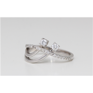 14K White Gold Round Diamond Twisted Multi-Stone Prong Set Ring (0.3 Ct,D-F Color,Vs-Si Clarity)
